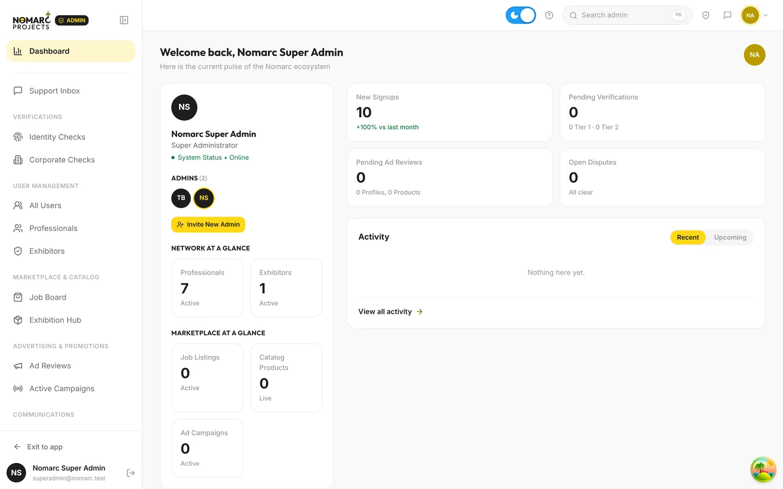 Nomarc Projects: Operator console