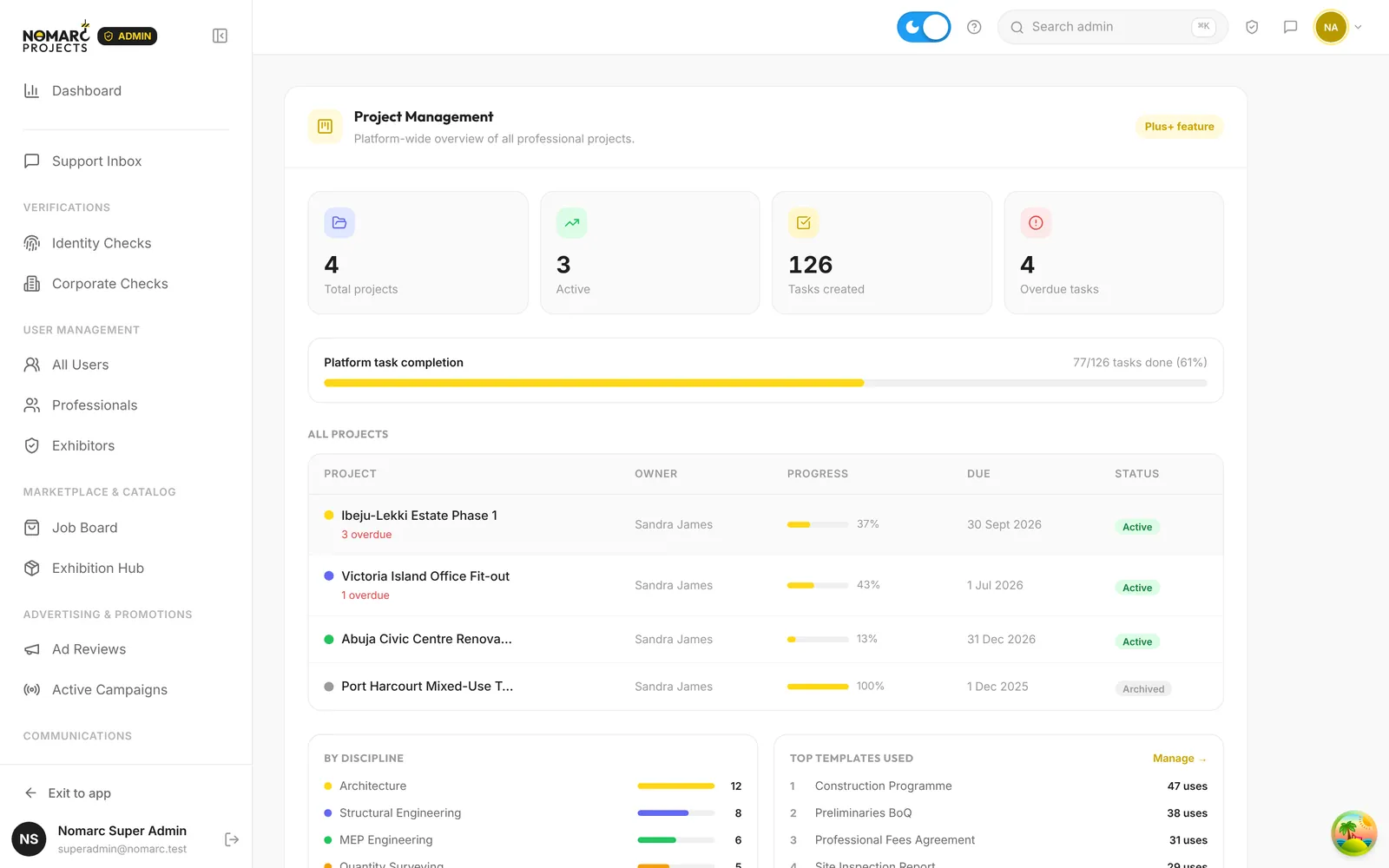 Nomarc Projects: Project management