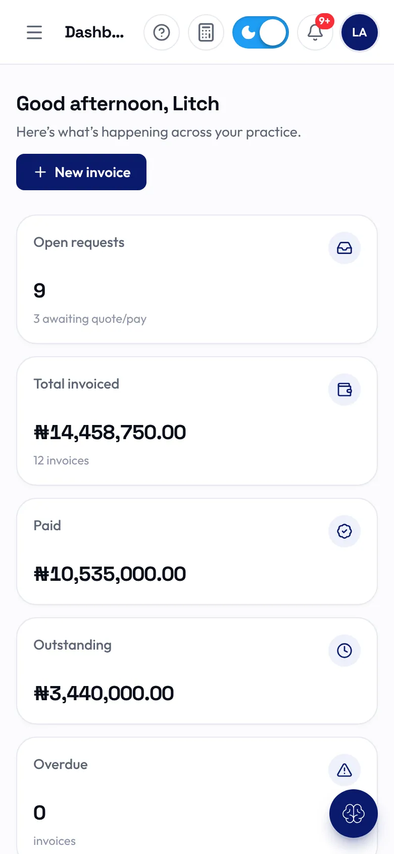 Litch Consulting: Dashboard on a phone
