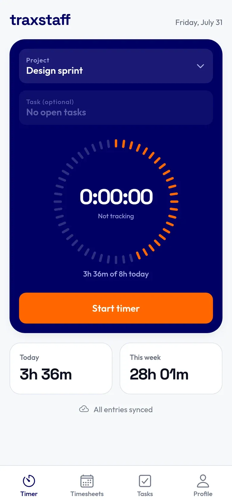 TraxStaff: Mobile timer